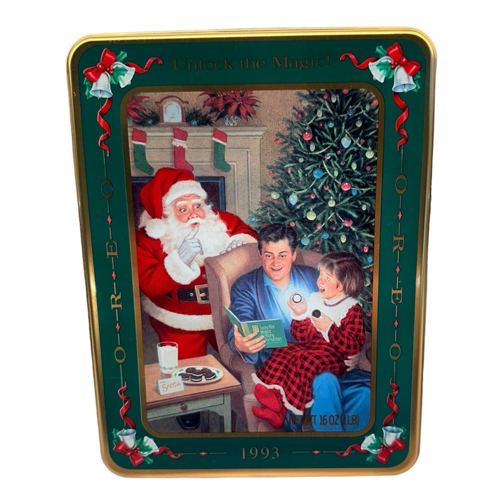 Decorative Metal Tin – Christmas 1993 Oreo Unlock the Magic - Empty